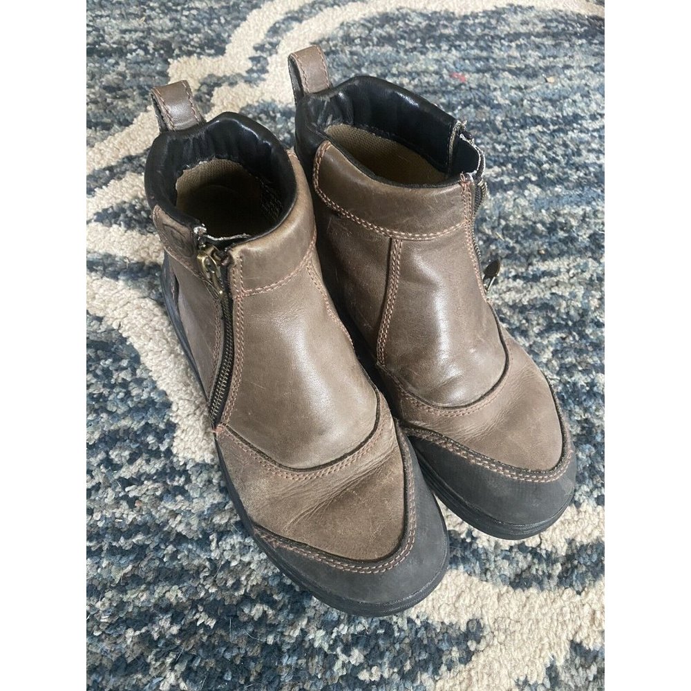 Ariat ATS Technology Boots 7B Leather Chukka Mens Brown Low Zipper Work